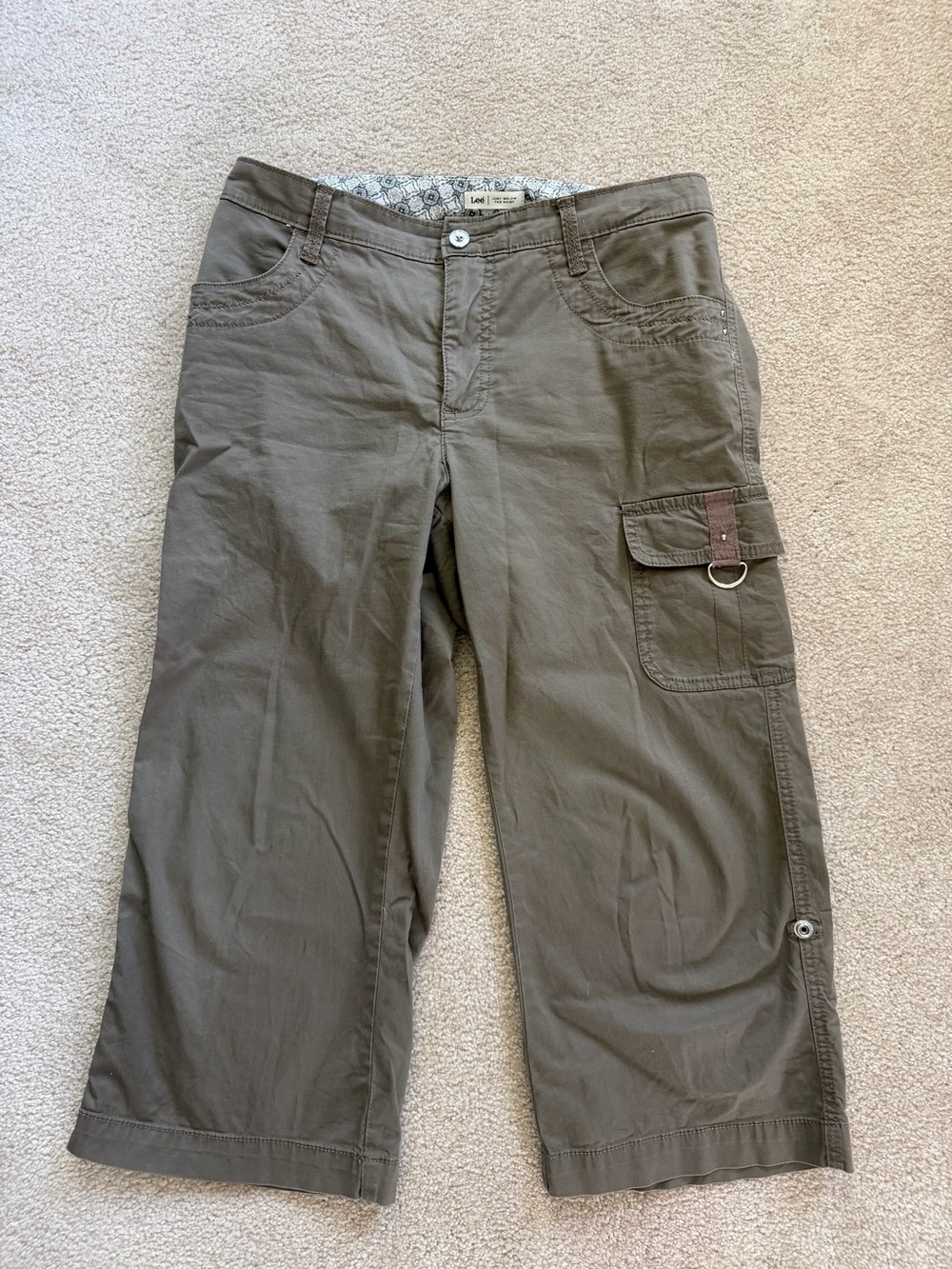 Lee Olive Utility Cargo Capri Pants